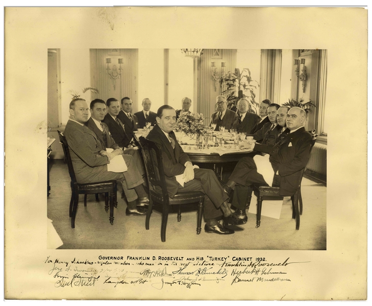Franklin D. Roosevelt Signed Photo of His ''Turkey Cabinet'' as Governor of New York in 1932 -- Signed in Full, ''Franklin D. Roosevelt''